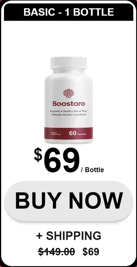 Boostaro 1-bottle starter pack — $69 for 60 capsules, 30-day male vitality supply