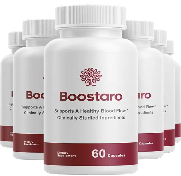 Boostaro 6-bottle 180-day supply of natural male wellness supplement for lasting blood flow support